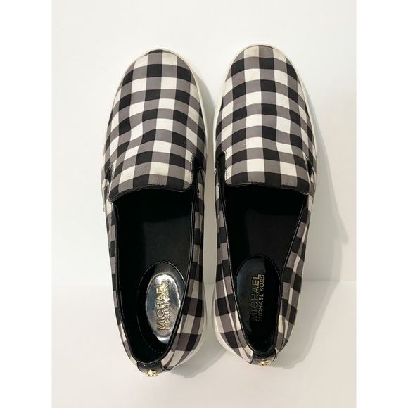 Michael Kors Black & White Plaid Slip-On Shoes, Size 10 - Picture 6 of 10